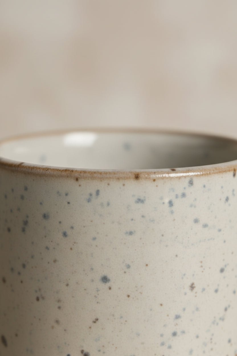 primer plano de la maceta Lago redonda crema