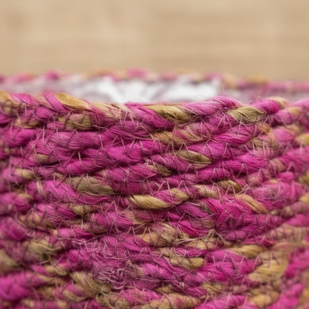 Pot Malin – Cache - pot en jute tressée rose fuchsia D12 x H12 cm - Verdeia