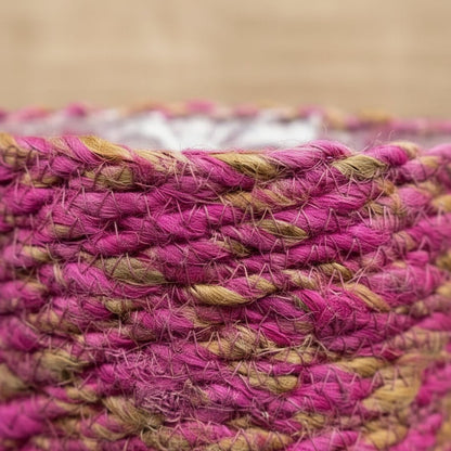 Pot Malin – Cache - pot en jute tressée rose fuchsia D12 x H12 cm - Verdeia