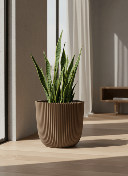 Pot rond nervuré taupe Capi - Verdeia