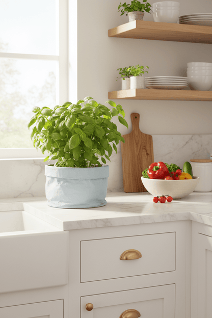 Bolsa oculta - maceta azul - gris — Tela impermeable - Verdeia - 6