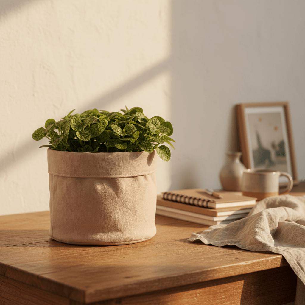 canvas pot plant bags Powder pink decorative pot bag — Waterproof canvas