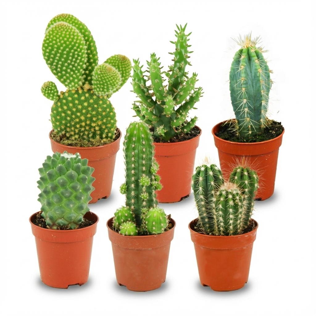 Sada mini kaktusů - 3 kusy - Ø 5.5 cm - výška: 5-10 cm