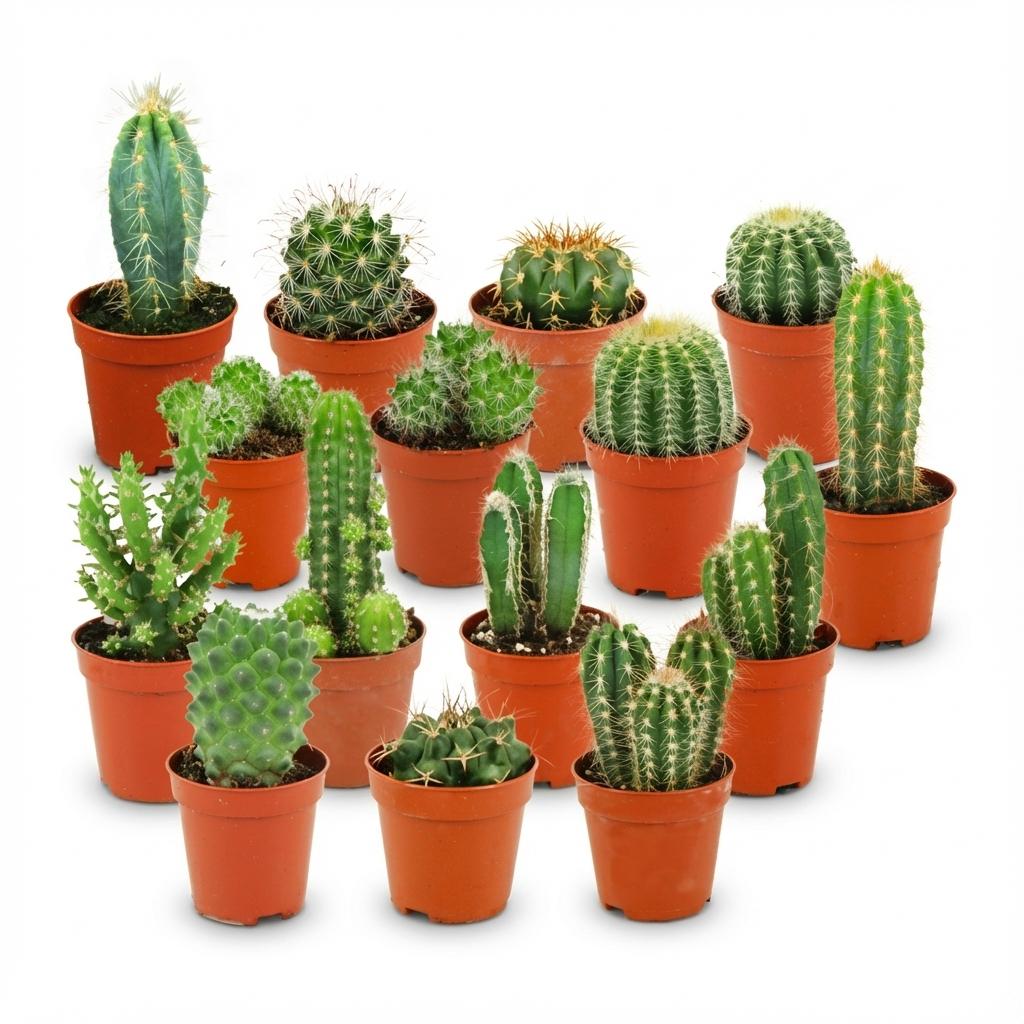 Sada mini kaktusů - 3 kusy - Ø 5.5 cm - výška: 5-10 cm