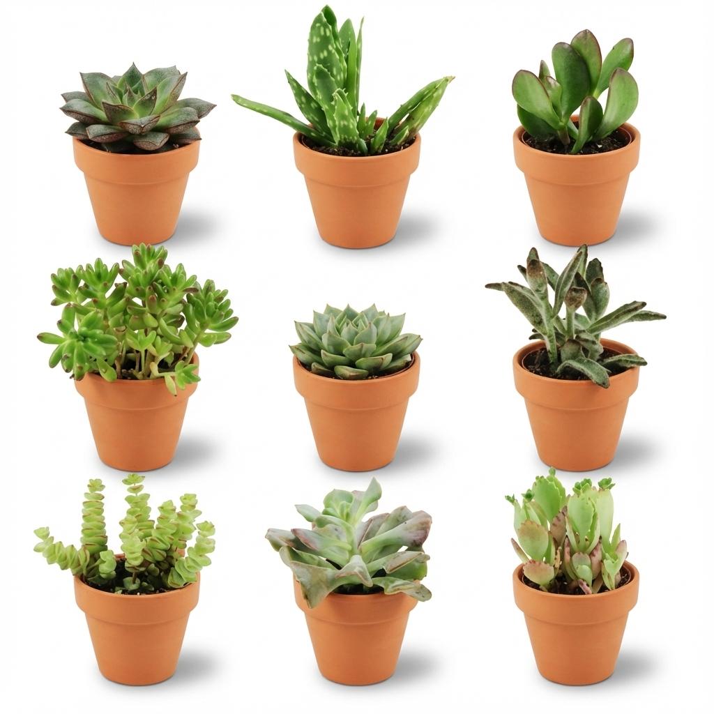 Mix de succulentes en pots terre cuite — H5-10 cm | Pot Ø8,1 cm