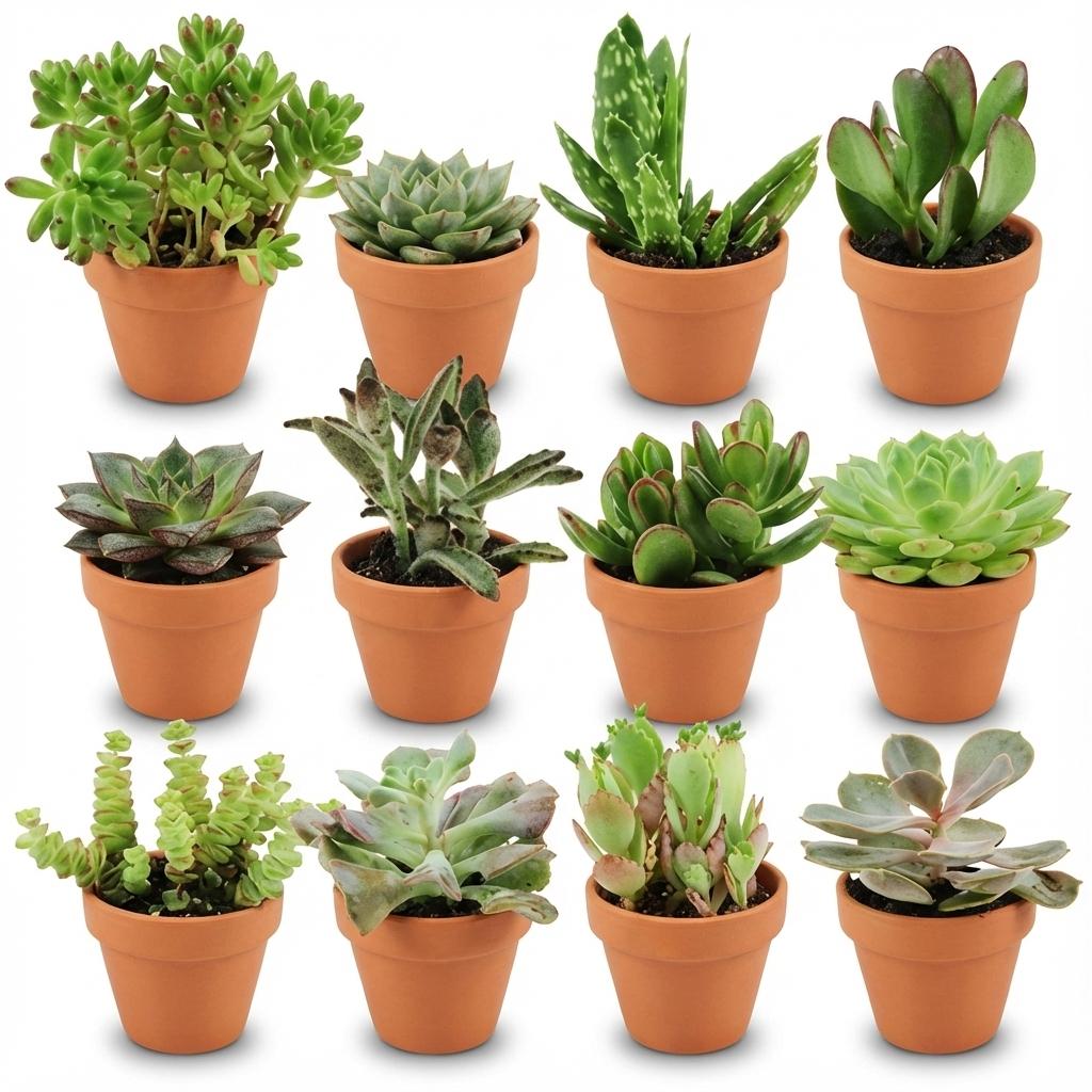 Mix de succulentes en pots terre cuite — H5-10 cm | Pot Ø8,1 cm