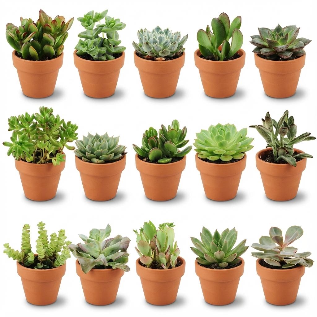 Mix de succulentes en pots terre cuite — H5-10 cm | Pot Ø8,1 cm