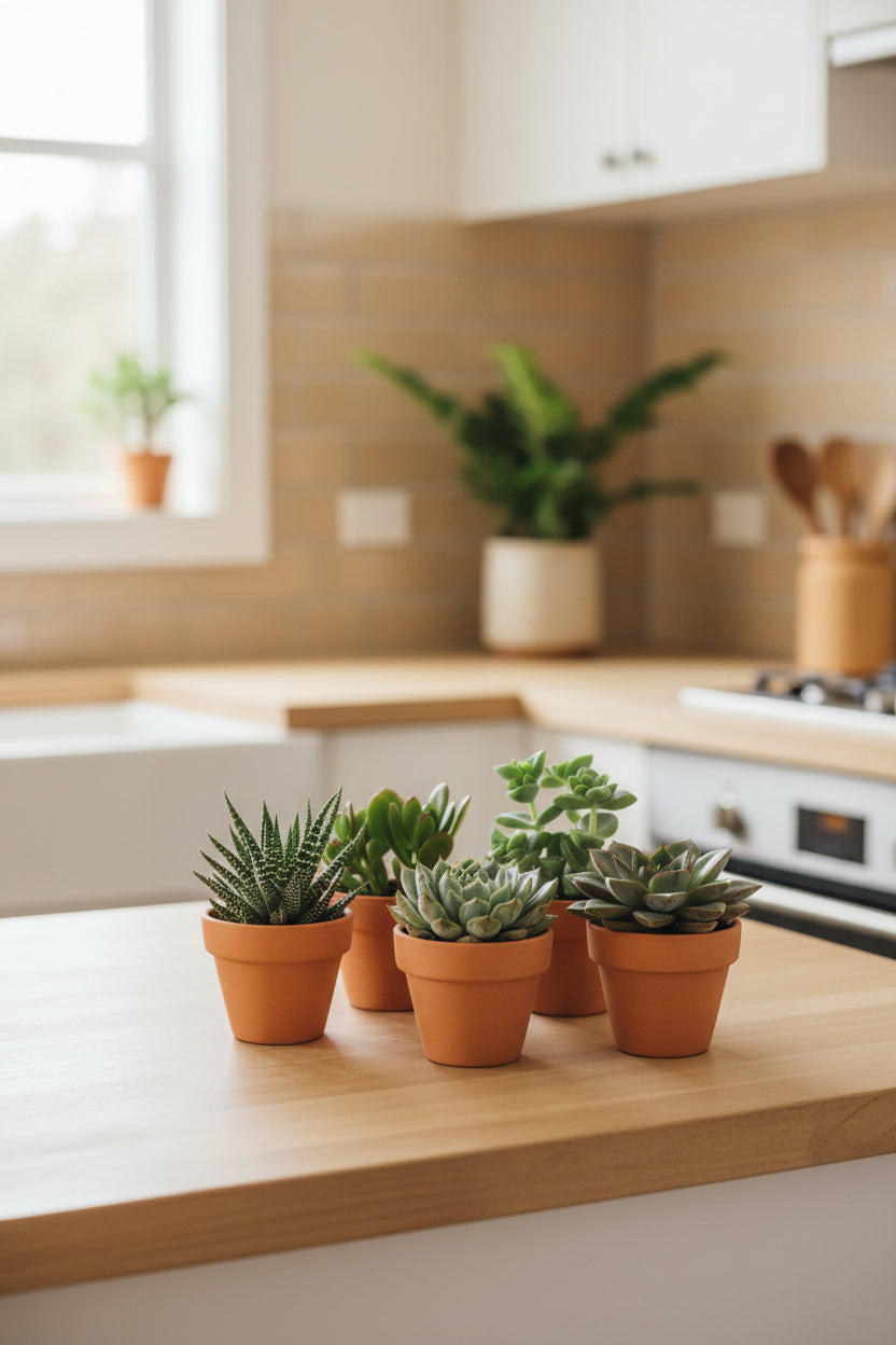 Mix de succulentes en pots terre cuite — H5-10 cm | Pot Ø8,1 cm