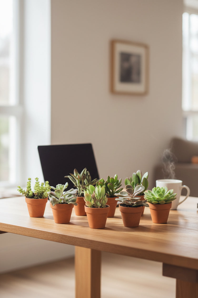 Mix de succulentes en pots terre cuite — H5-10 cm | Pot Ø8,1 cm