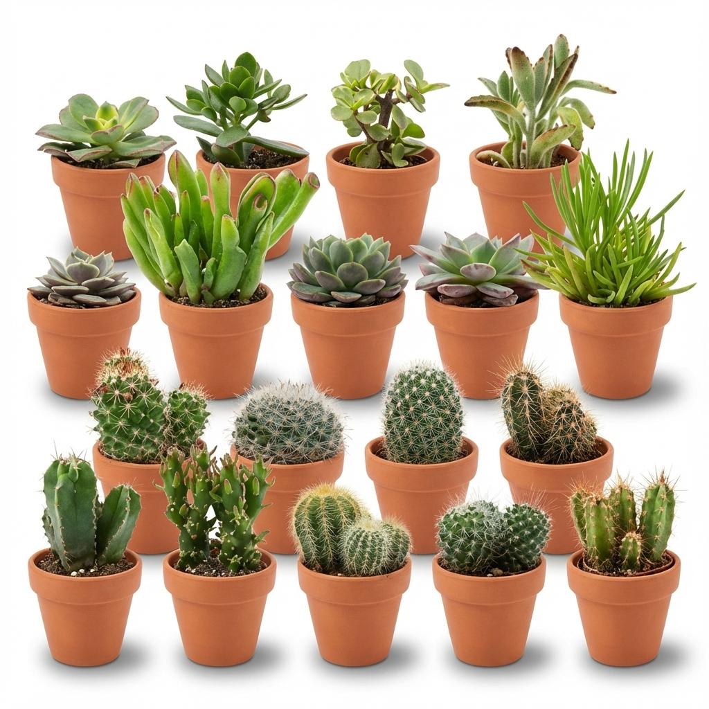Mix cactus et succulentes en pots terre cuite — H5-10 cm | Pot Ø8,1 cm