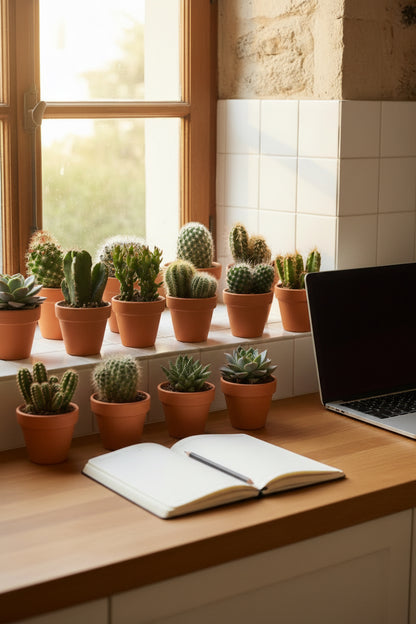 Mix cactus et succulentes en pots terre cuite — H5-10 cm | Pot Ø8,1 cm