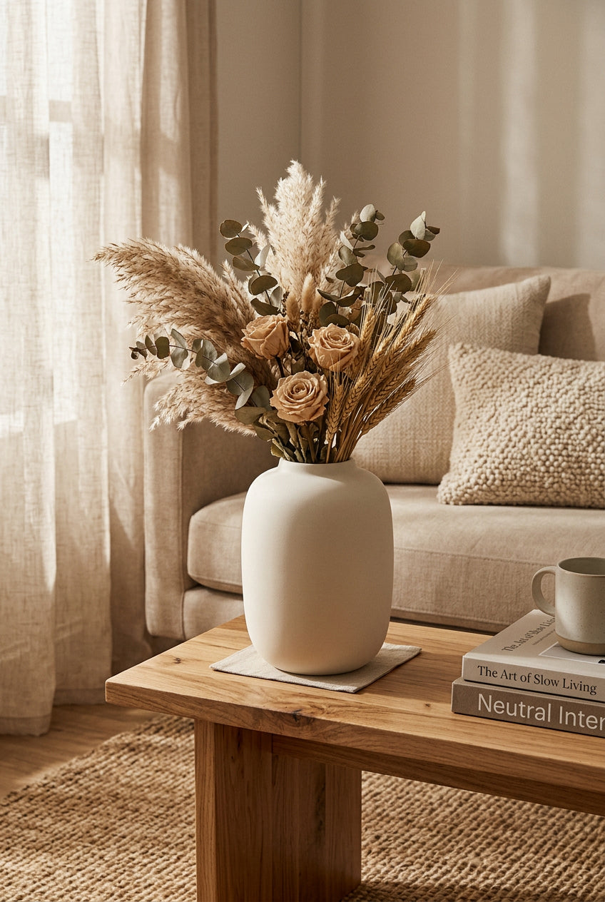 Vaso Artic em vidro creme — H35 cm | Vaso Ø25 cm