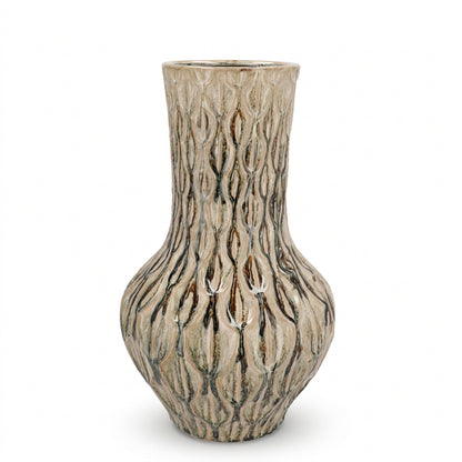 Vaso Boa em grés vidrado bege areia — H39 cm | Vaso Ø23 cm