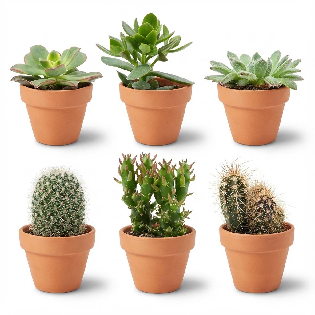 Mix cactus et succulentes en pots terre cuite — H5-10 cm | Pot Ø8,1 cm