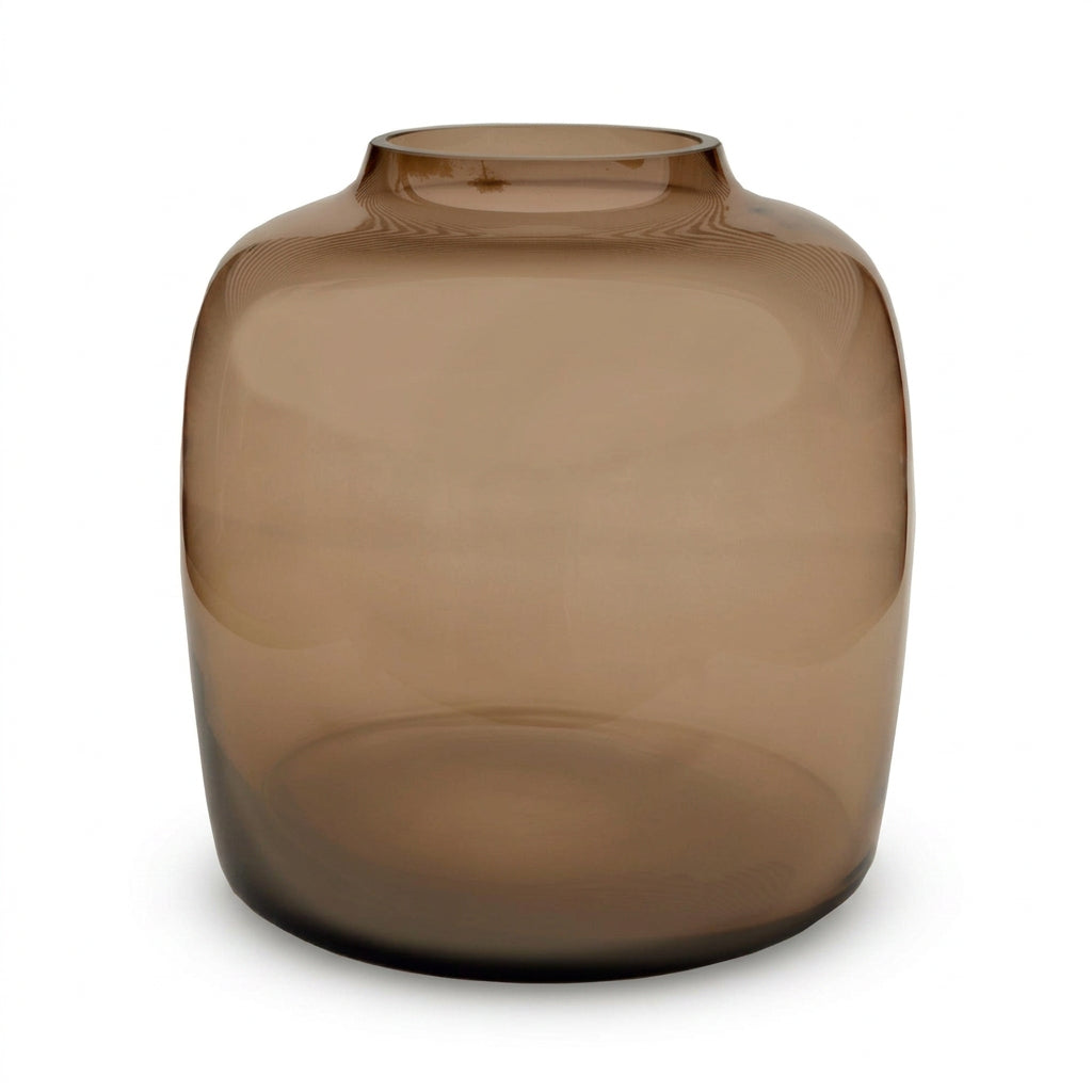 Bartica, váza z kouřového taupe skla — H25 cm | Váza Ø25 cm
