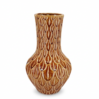 Vaso Boa em grés vidrado caramelo — H39 cm | Vaso Ø23 cm