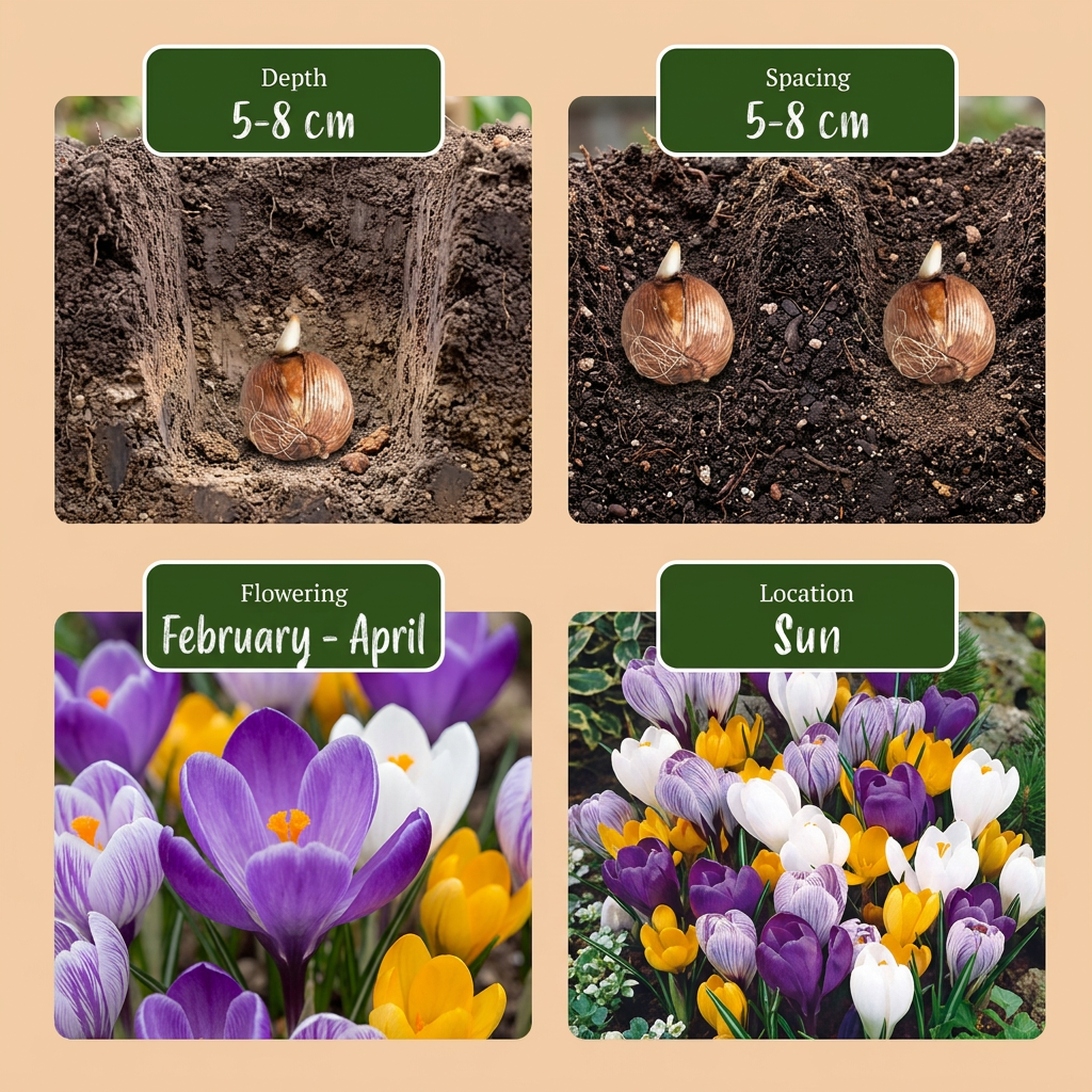 Crocus à grandes fleurs en mélange (Crocus vernus) — Bulbes calibre 7/8
