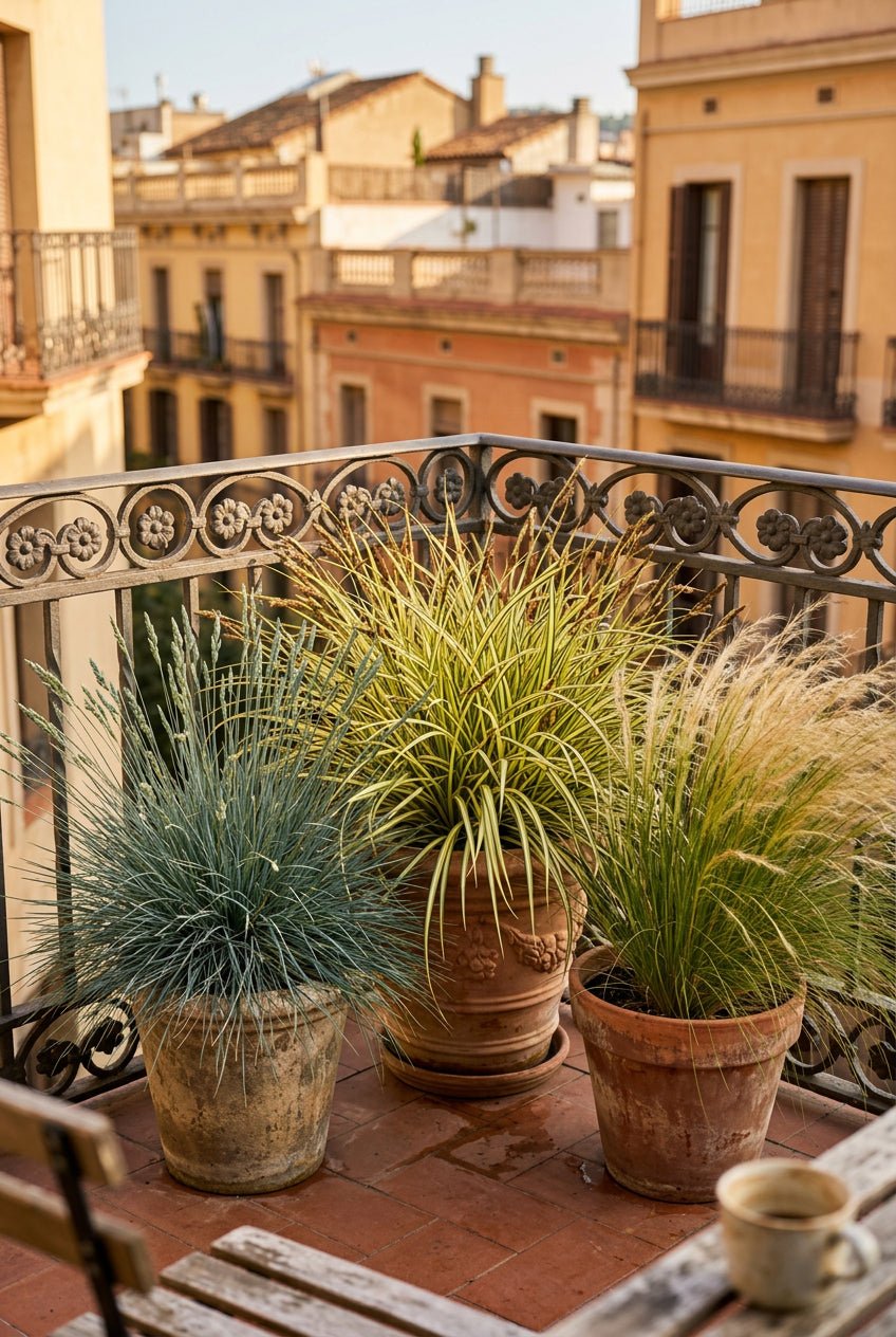 Trio de graminées Festuca, Carex et Stipa (Bleu, jaune et vert) — H50 cm | 3 pots Ø17 cm - Verdeia - 5
