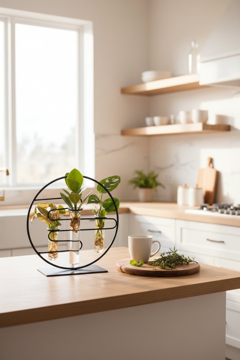 Trio de plantes hydroponiques — Support circulaire métal noir - Verdeia - 3