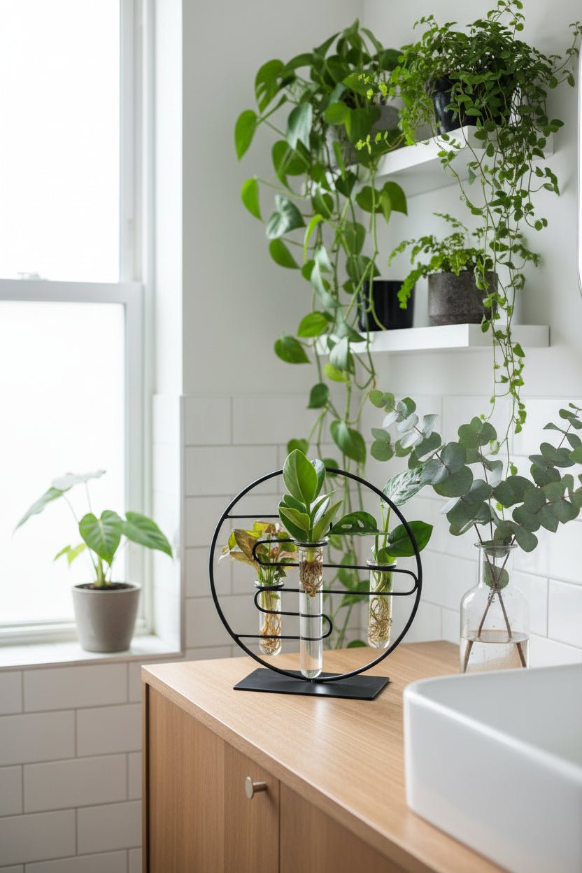 Trio de plantes hydroponiques — Support circulaire métal noir - Verdeia - 5