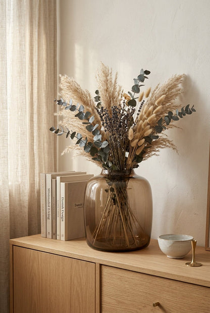 Vase Bartica en verre fumé taupe — H25 cm | Vase Ø25 cm - Verdeia - 5