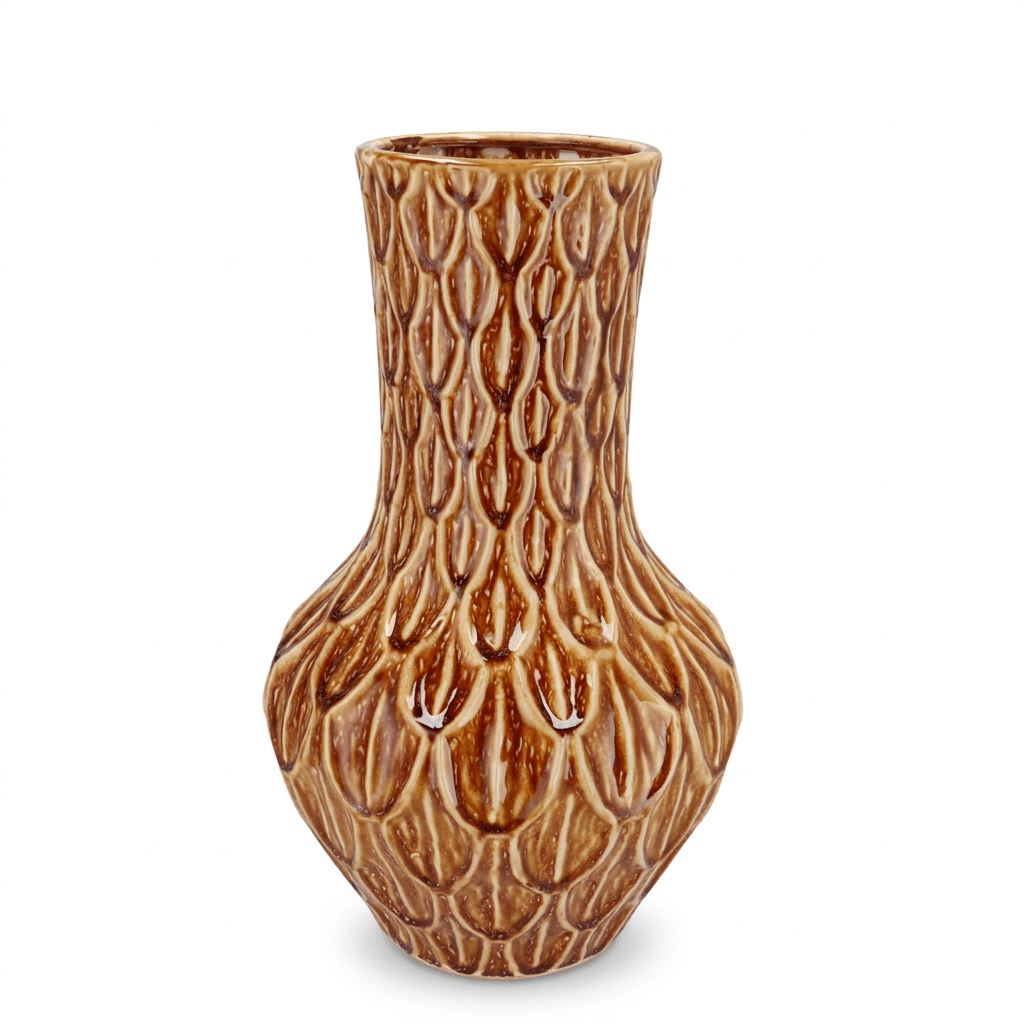 Vase Boa en grès émaillé caramel — H39 cm | Vase Ø23 cm - Verdeia - 1