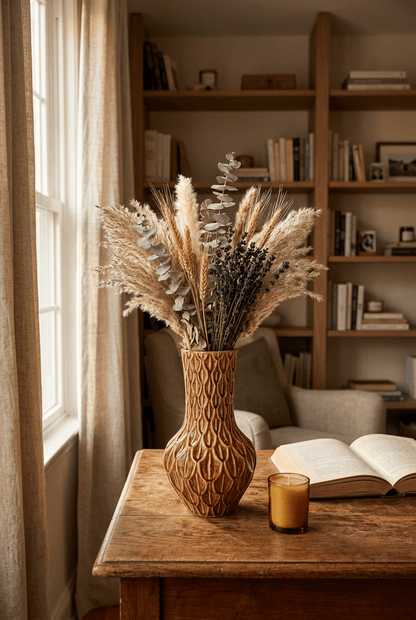 Vase Boa en grès émaillé caramel — H39 cm | Vase Ø23 cm - Verdeia - 5
