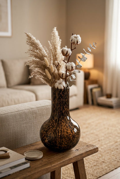 Vase Seim en verre léopard ambré — H37 cm | Vase Ø25 cm - Verdeia - 3